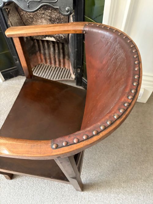 ART DECO MODERNIST BEECH AND STUDDED LEATHER READING CHAIR C1930 - ADDITIONAL PHOTO 10