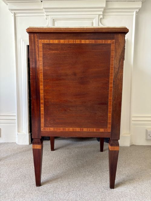 EARLY 20THC FRENCH EMPIRE STYLE MAHOGANY INLAID BEDSIDE CUPBOARD FAUX BOOKENDS - ADDITIONAL PHOTO 2