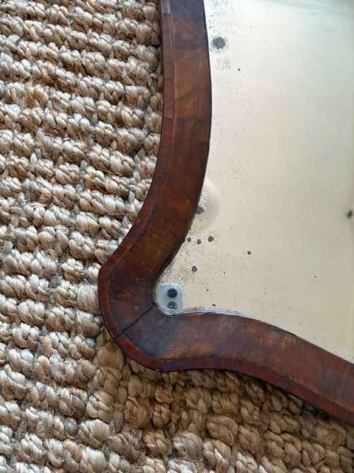 ANTIQUE WALNUT SHIELD WALL MIRROR C1800 ORIGINAL GENTLY FOXED MERCURY PLATE 59CM - ADDITIONAL PHOTO 3