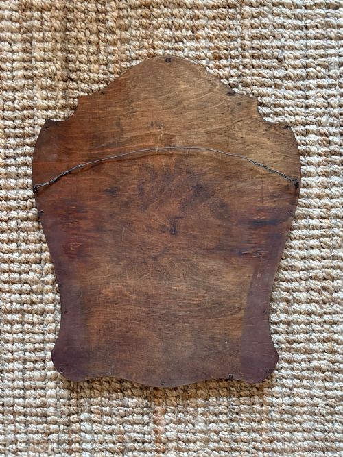ANTIQUE WALNUT SHIELD WALL MIRROR C1800 ORIGINAL GENTLY FOXED MERCURY PLATE 59CM - ADDITIONAL PHOTO 6