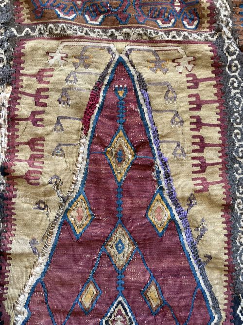 ANTIQUE CAUCASIAN FLAT WEAVE KILIM C1900 200 X 120CM COUNTRY HOUSE RUG - ADDITIONAL PHOTO 5
