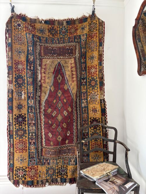 ANTIQUE CAUCASIAN FLAT WEAVE KILIM C1900 200 X 120CM COUNTRY HOUSE RUG - ADDITIONAL PHOTO 2