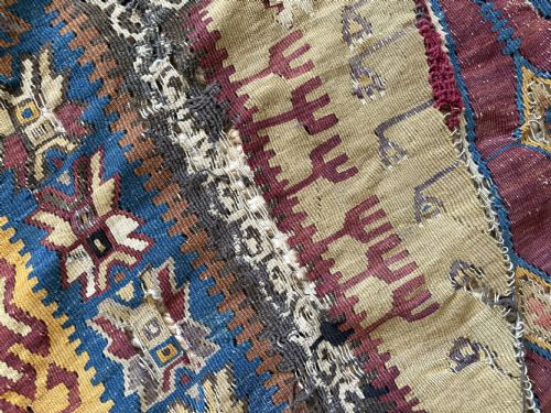 ANTIQUE CAUCASIAN FLAT WEAVE KILIM C1900 200 X 120CM COUNTRY HOUSE RUG - ADDITIONAL PHOTO 6
