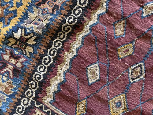 ANTIQUE CAUCASIAN FLAT WEAVE KILIM C1900 200 X 120CM COUNTRY HOUSE RUG - ADDITIONAL PHOTO 7