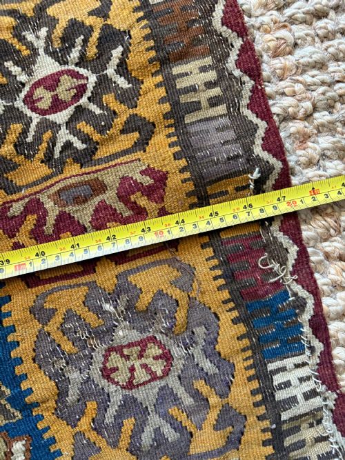 ANTIQUE CAUCASIAN FLAT WEAVE KILIM C1900 200 X 120CM COUNTRY HOUSE RUG - ADDITIONAL PHOTO 9