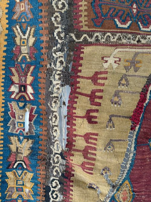 ANTIQUE CAUCASIAN FLAT WEAVE KILIM C1900 200 X 120CM COUNTRY HOUSE RUG - ADDITIONAL PHOTO 10