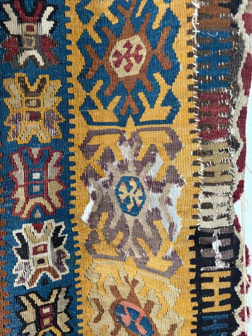 ANTIQUE CAUCASIAN FLAT WEAVE KILIM C1900 200 X 120CM COUNTRY HOUSE RUG - ADDITIONAL PHOTO 11