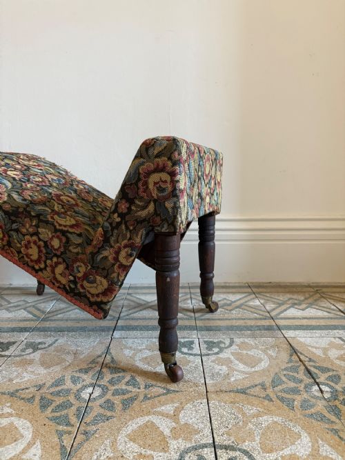 A 19TH CENTURY ENGLISH MAHOGANY FRAME GOUT STOOL ON CASTORS C1880 - ADDITIONAL PHOTO 2