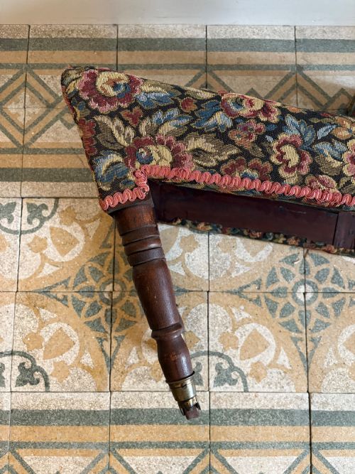 A 19TH CENTURY ENGLISH MAHOGANY FRAME GOUT STOOL ON CASTORS C1880 - ADDITIONAL PHOTO 8