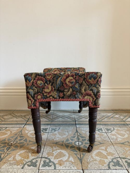 A 19TH CENTURY ENGLISH MAHOGANY FRAME GOUT STOOL ON CASTORS C1880 - ADDITIONAL PHOTO 9