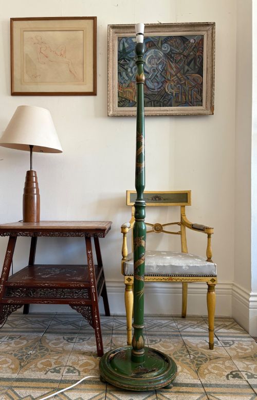 EARLY TO MID 20THC GREEN LACQUER CHINOISERIE FLOOR LAMP 157CM C192040S - ADDITIONAL PHOTO 10