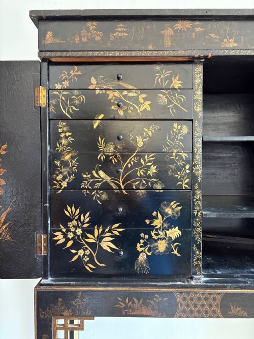 A CHINOISERIE 2 DOOR LACQUER CABINET ON STAND C193050S 152CM TALL - ADDITIONAL PHOTO 1