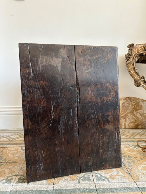A 17THC AND LATER ENGLISH OAK 2 PLANK SIDE TABLE BOBBIN TURNED LEGS 70CM WIDE - ADDITIONAL PHOTO 5