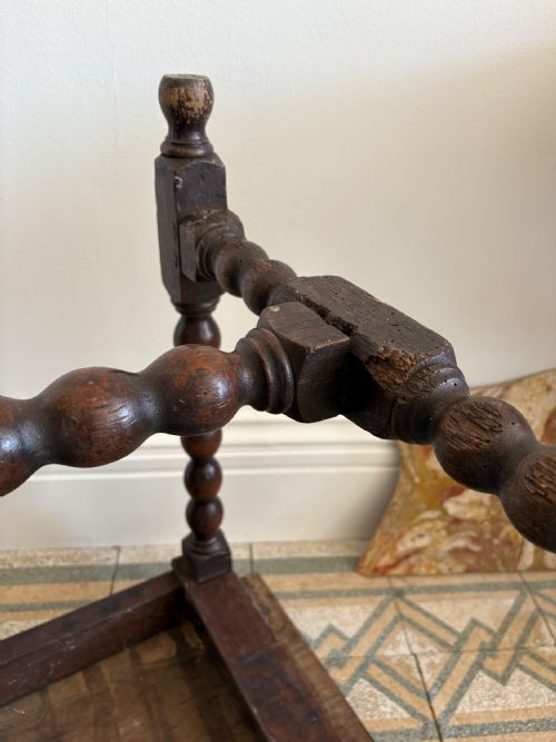 A 17THC AND LATER ENGLISH OAK 2 PLANK SIDE TABLE BOBBIN TURNED LEGS 70CM WIDE - ADDITIONAL PHOTO 8