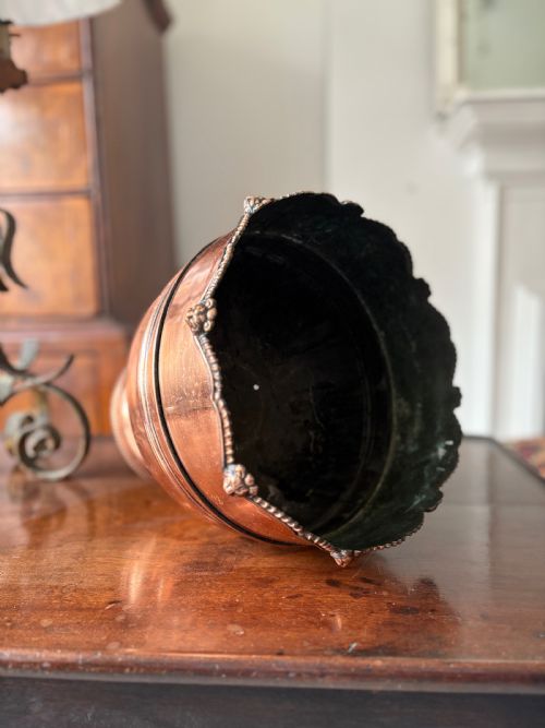 EDWARDIAN ANTIQUE COPPER JARDINIRE OR ICE BUCKET C1900 25CM DIAMETER - ADDITIONAL PHOTO 6