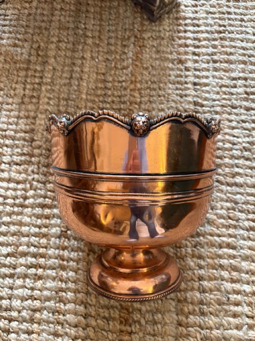 EDWARDIAN ANTIQUE COPPER JARDINIRE OR ICE BUCKET C1900 25CM DIAMETER - ADDITIONAL PHOTO 1