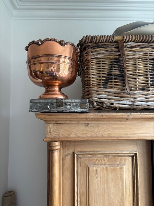 EDWARDIAN ANTIQUE COPPER JARDINIRE OR ICE BUCKET C1900 25CM DIAMETER - ADDITIONAL PHOTO 2