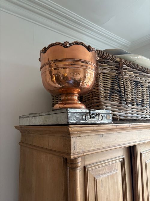 EDWARDIAN ANTIQUE COPPER JARDINIRE OR ICE BUCKET C1900 25CM DIAMETER - ADDITIONAL PHOTO 4