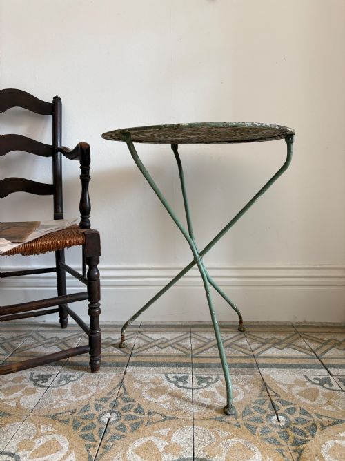 FRENCH ANTIQUE WROUGHT IRON BISTRO GARDEN TABLE CIRCA 1920S 70CM TALL - ADDITIONAL PHOTO 12