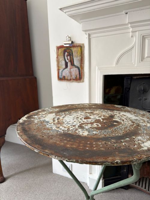 FRENCH ANTIQUE WROUGHT IRON BISTRO GARDEN TABLE CIRCA 1920S 70CM TALL - ADDITIONAL PHOTO 13
