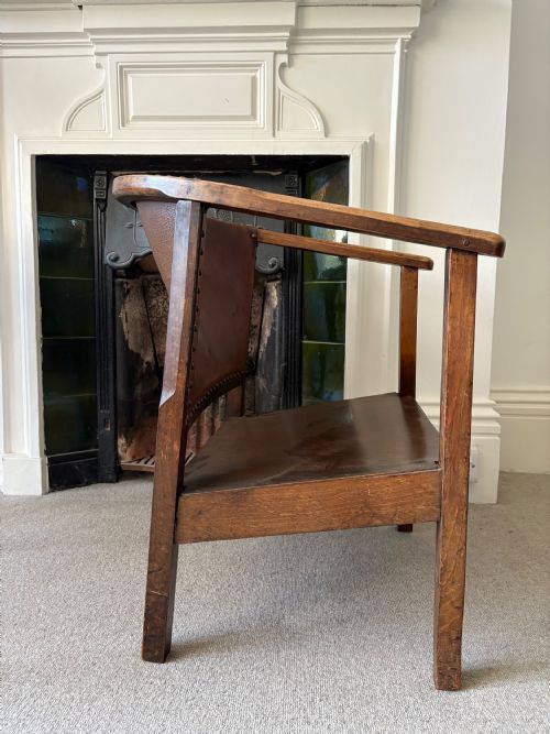 ART DECO MODERNIST BEECH AND STUDDED LEATHER READING CHAIR C1930 - ADDITIONAL PHOTO 5