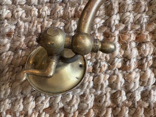 PAIR OF ARCHITECTURAL ANTIQUE SWAN NECK BRASS WALL LIGHTS C1900 ADAPTED GAS LIGHTS 30CM - ADDITIONAL PHOTO 8