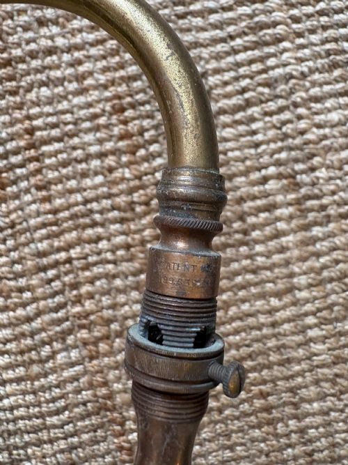 PAIR OF ARCHITECTURAL ANTIQUE SWAN NECK BRASS WALL LIGHTS C1900 ADAPTED GAS LIGHTS 30CM - ADDITIONAL PHOTO 11
