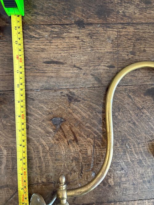 PAIR OF ARCHITECTURAL ANTIQUE SWAN NECK BRASS WALL LIGHTS C1900 ADAPTED GAS LIGHTS 30CM - ADDITIONAL PHOTO 15