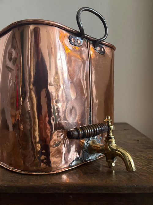 AN EARLY 19THC ENGLISH COPPER HOT WATER URN PLANTER OR COOLER C1830 ORIGINAL BRASS TAP 50CM - ADDITIONAL PHOTO 5