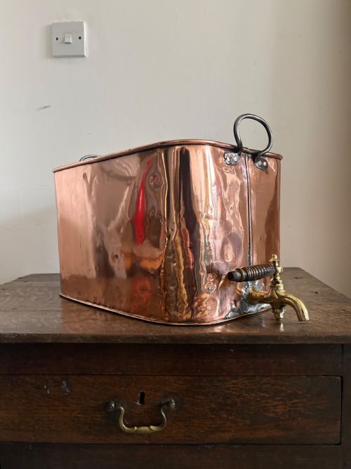 AN EARLY 19THC ENGLISH COPPER HOT WATER URN PLANTER OR COOLER C1830 ORIGINAL BRASS TAP 50CM - ADDITIONAL PHOTO 6
