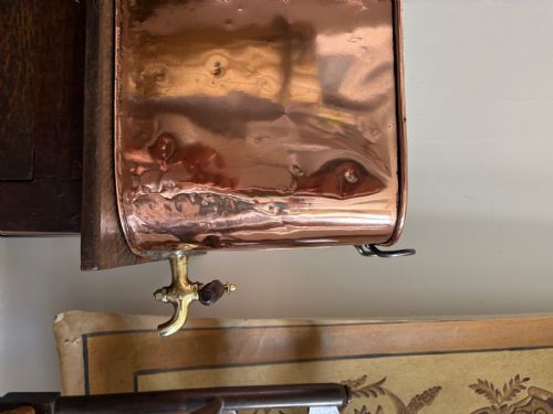 AN EARLY 19THC ENGLISH COPPER HOT WATER URN PLANTER OR COOLER C1830 ORIGINAL BRASS TAP 50CM - ADDITIONAL PHOTO 2