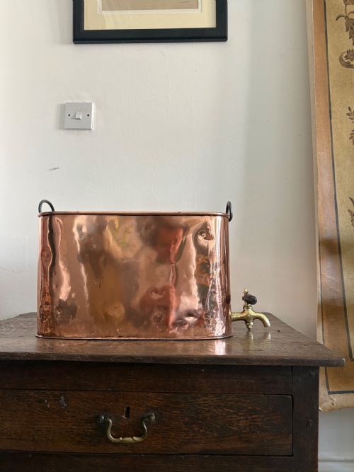 AN EARLY 19THC ENGLISH COPPER HOT WATER URN PLANTER OR COOLER C1830 ORIGINAL BRASS TAP 50CM - ADDITIONAL PHOTO 3