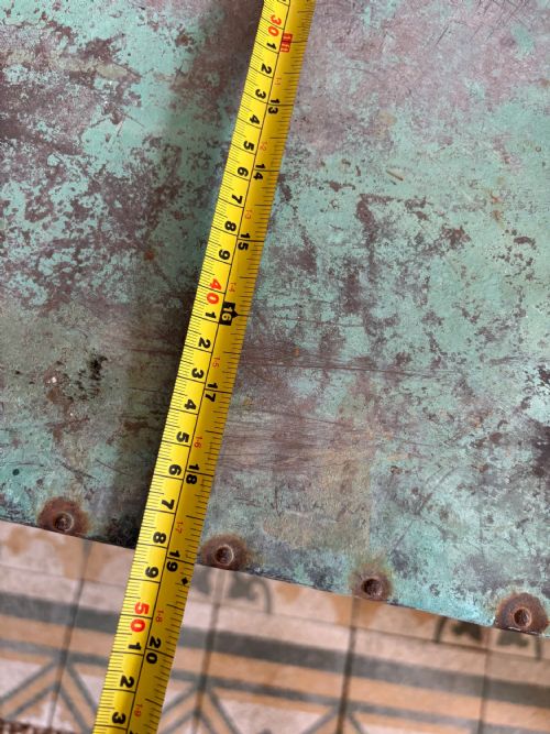 FRENCH ANTIQUE POTTING SHED OR ORANGERY TABLE C1900 VERDIGRIS COPPER TOP 90CM - ADDITIONAL PHOTO 13
