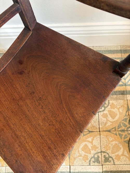 EARLY 19THC REGENCY OPEN ARM DRY BEECH AND ELM COUNTRY CHAIR C1820 DISH SEAT - ADDITIONAL PHOTO 9