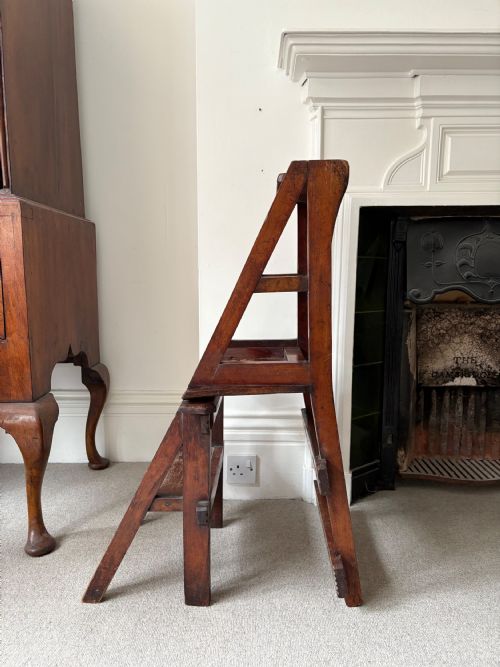 LATE 19TH CENTURY GOTHIC REVIVAL METAMORPHIC CHAIR TO LIBRARY STEPS C1880 - ADDITIONAL PHOTO 2