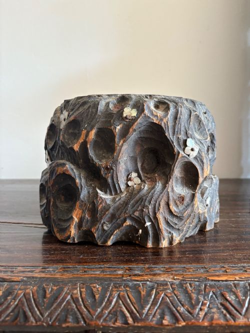 A 19THC JAPANESE RARE BRUSH POT MEIJI PERIOD CARVED HARDSTONE MOTHER OF PEARL - ADDITIONAL PHOTO 12