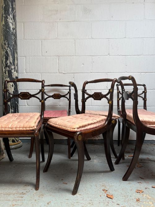 A SET OF 6 REGENCY DINING CHAIRS SABRE LEG MAHOGANY WITH CANE SEATS C1820 - ADDITIONAL PHOTO 1