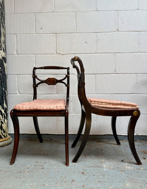 A SET OF 6 REGENCY DINING CHAIRS SABRE LEG MAHOGANY WITH CANE SEATS C1820 - ADDITIONAL PHOTO 2