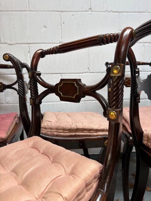 A SET OF 6 REGENCY DINING CHAIRS SABRE LEG MAHOGANY WITH CANE SEATS C1820 - ADDITIONAL PHOTO 8