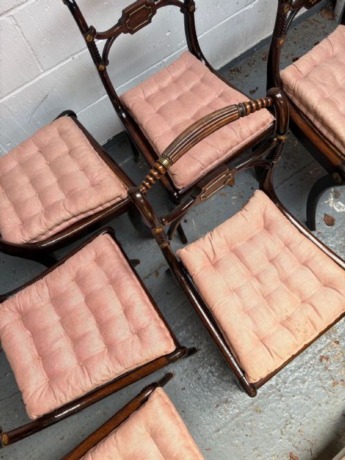 A SET OF 6 REGENCY DINING CHAIRS SABRE LEG MAHOGANY WITH CANE SEATS C1820 - ADDITIONAL PHOTO 9