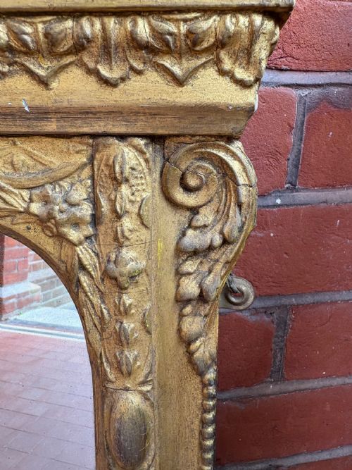 EARLY 19THC ENGLISH GILTWOOD AND GESSO OVERMANTLE MIRROR CARVED PUTTO 119CM - ADDITIONAL PHOTO 1