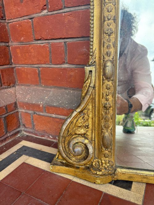 EARLY 19THC ENGLISH GILTWOOD AND GESSO OVERMANTLE MIRROR CARVED PUTTO 119CM - ADDITIONAL PHOTO 4