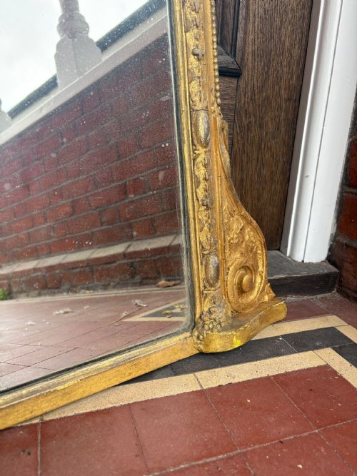 EARLY 19THC ENGLISH GILTWOOD AND GESSO OVERMANTLE MIRROR CARVED PUTTO 119CM - ADDITIONAL PHOTO 6