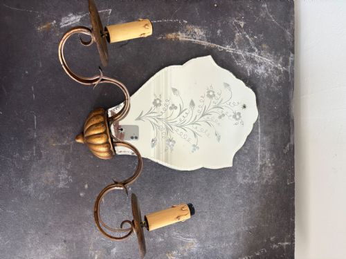 A PAIR OF VENETIAN 192030S ETCHED MIRROR WALL SCONCE GIRANDOLES 43CM - ADDITIONAL PHOTO 11