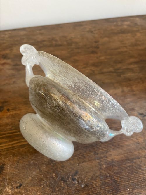 A MURANO 1920SART DECO HAND BLOWN IRIDESCENT SCAVO GLASS BOWL 23CMTWIN HANDLE - ADDITIONAL PHOTO 1