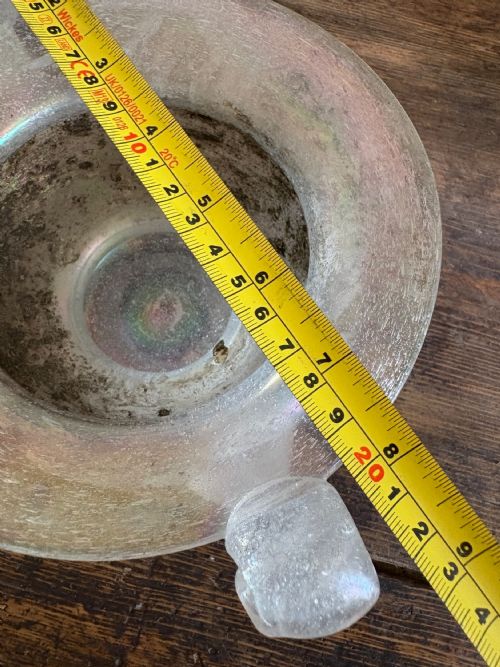 A MURANO 1920SART DECO HAND BLOWN IRIDESCENT SCAVO GLASS BOWL 23CMTWIN HANDLE - ADDITIONAL PHOTO 11