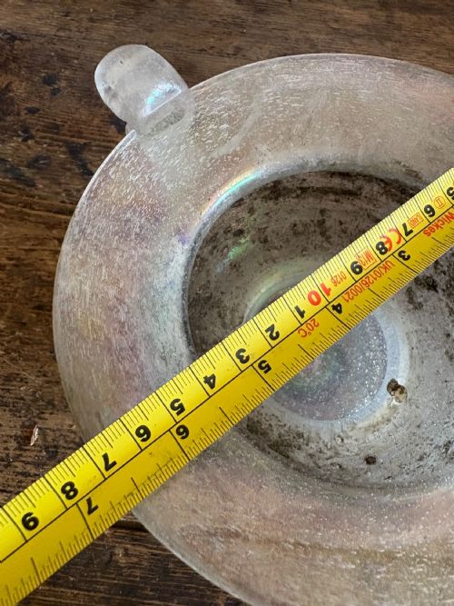A MURANO 1920SART DECO HAND BLOWN IRIDESCENT SCAVO GLASS BOWL 23CMTWIN HANDLE - ADDITIONAL PHOTO 12