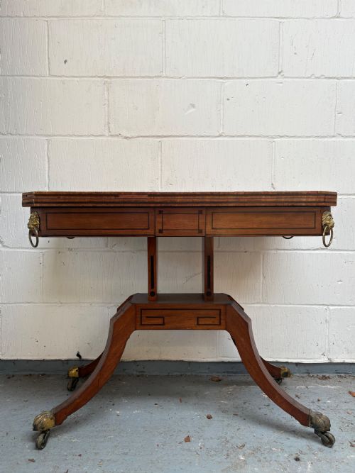 A REGENCY BRASS MOUNTED MAHOGANY AND EBONY INLAID CARD TABLE C1815 GREEK KEY - ADDITIONAL PHOTO 12
