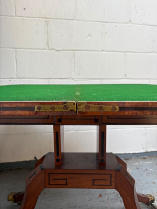 A REGENCY BRASS MOUNTED MAHOGANY AND EBONY INLAID CARD TABLE C1815 GREEK KEY - ADDITIONAL PHOTO 8
