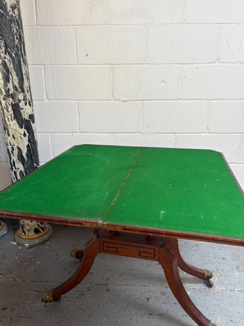A REGENCY BRASS MOUNTED MAHOGANY AND EBONY INLAID CARD TABLE C1815 GREEK KEY - ADDITIONAL PHOTO 10